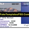 Alaska Drivers License Template PSD