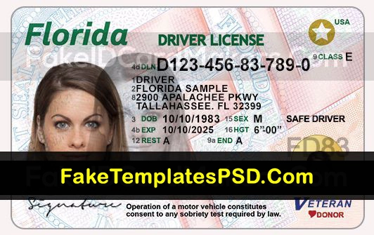 Florida Drivers License Template