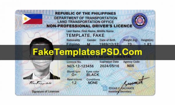 Philippines drivers license template PSD