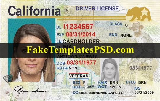 California Driver License Template