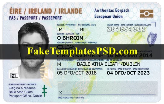 Ireland ID Card Template
