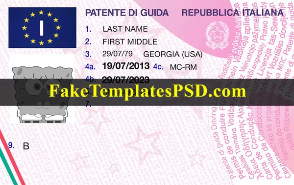 Italy Drivers License Template
