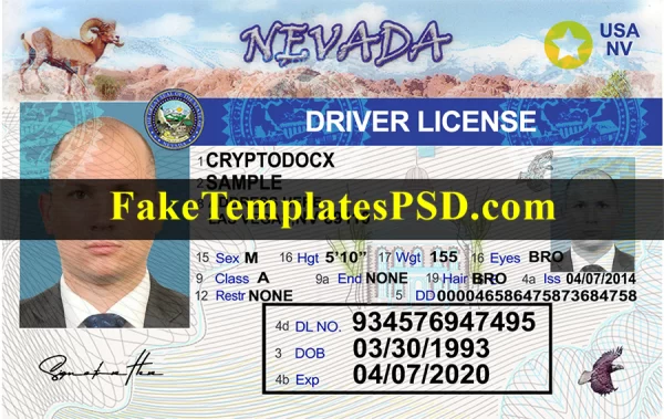 Nevada Drivers License Template
