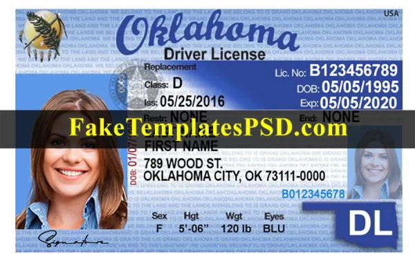 Oklahoma Drivers License Template
