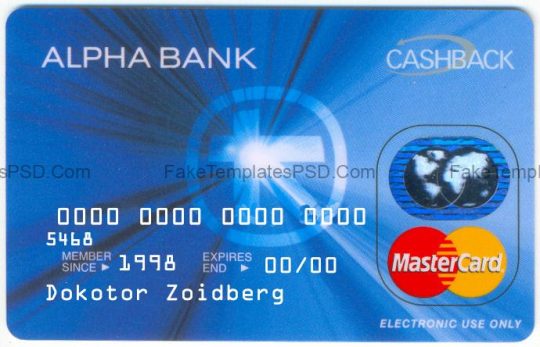 Alpha Bank Master Card Template