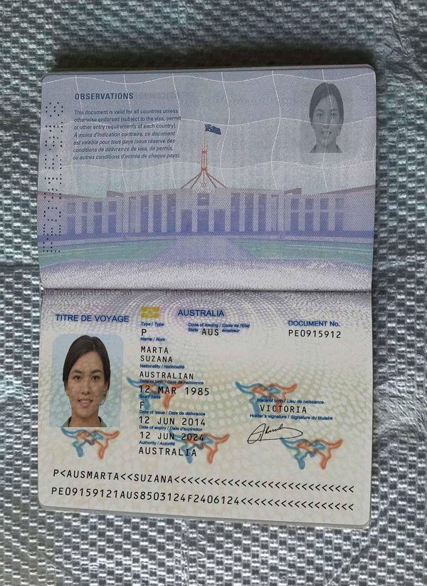 Australia Passport Template PSD Women