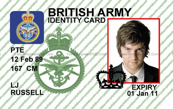 British Army ID Card Template